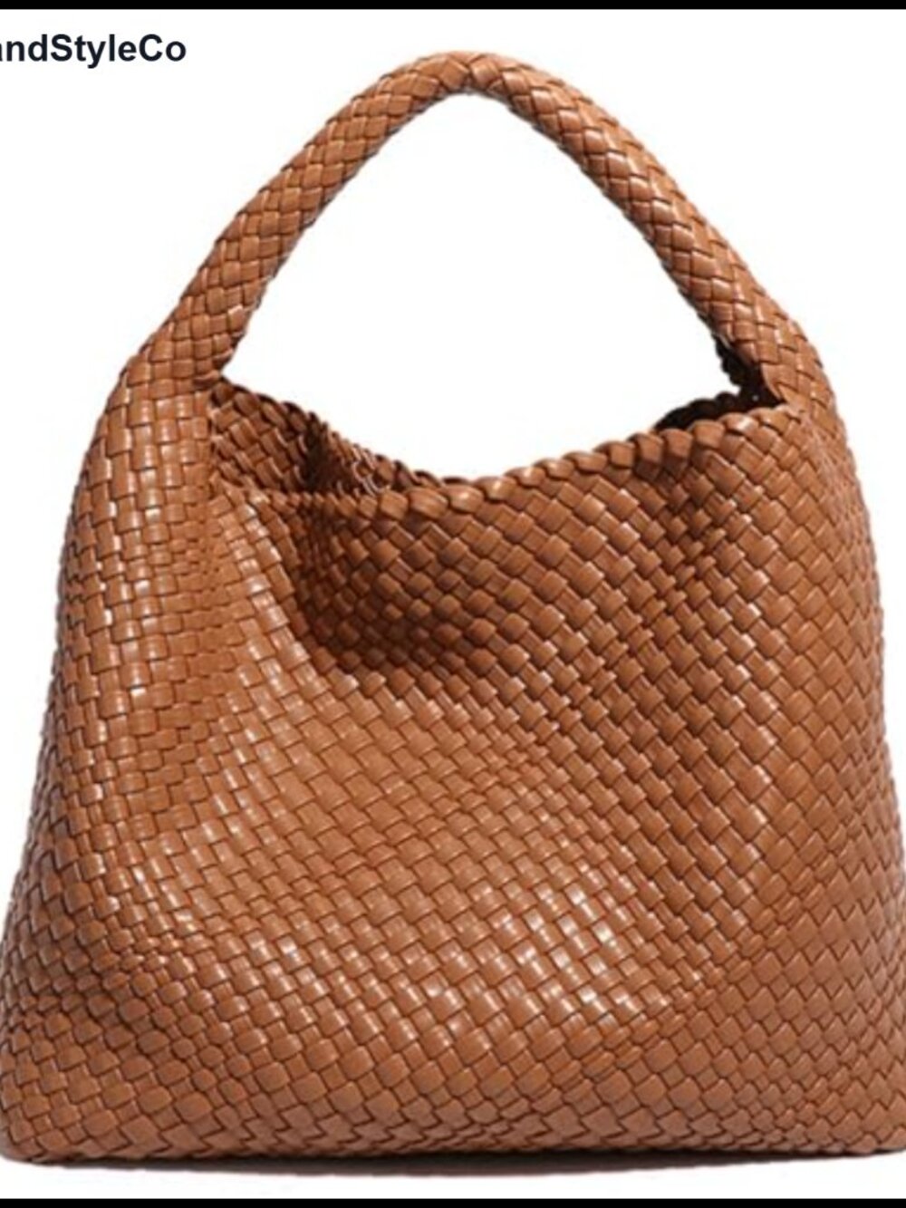 Vegan Leather Woven Tote Bag with Matching Clutch, Underarm Hobo